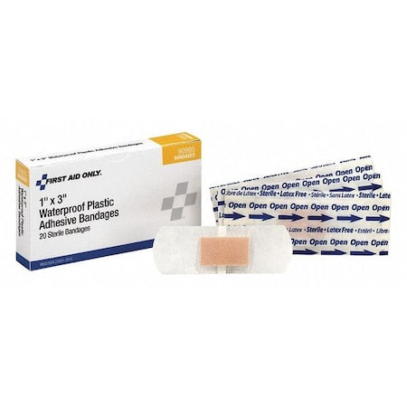 Adhesive Bandages, Beige, Plastic, PK20