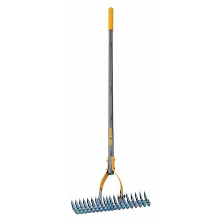 14-1/4 in Steel Thatching Rake, 19 Tines, 54 in L Wood Handle