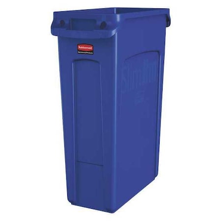 Slim Jim 23 gal Rectangular Slim-Profile Plastic Can, Blue, None, Plastic, 11 in