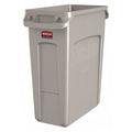 Slim Jim 16 gal Rectangular Slim-Profile Plastic Can, Beige, None, Plastic, 11 in