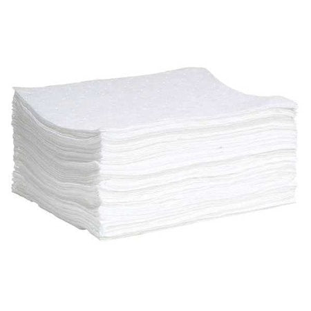 Sorbent Pad, 15 gal, 15 in x 19 in, Oil, White, 100 PK