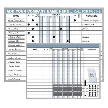 In/Out Board, Steel, 18 in, 24 in, Aluminum Frame, White, Gloss
