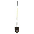 Round Point Shovel, 14 ga #2 Blade, Steel Blade, Forward Turn Step, 48 in L Safety Green
