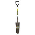 Drain Spade Shovel, 14 ga #12 Blade, Steel Blade, Forward Turn Step, 29 in L Black/Safety Green
