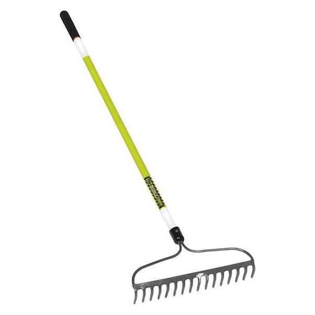 16 in Steel Bow Rake, 16 Tines, 60 in L Fiberglass Handle