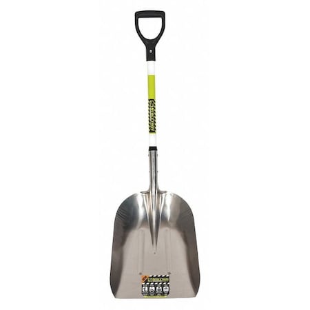 No. 12 14 ga Scoop Shovel, Aluminum Blade, 29 in L, Black/Hi-Visibility Green