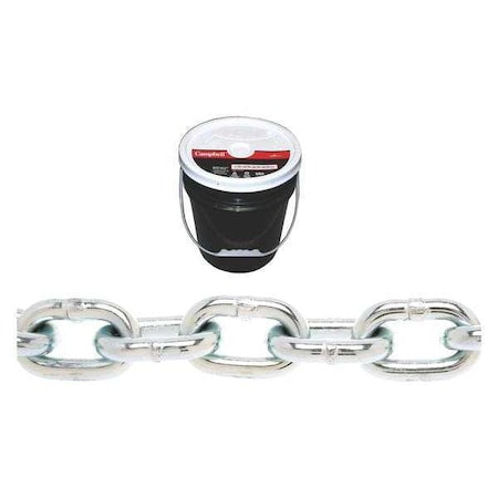 1/4"" Grade 30 Proof Coil Chain, Zinc Plated, 141' per Round Pail