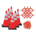 Traffic Cone Kit for Plastic Chain Barrier, Polyethylene, 28 in Height, Orange