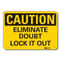 Caution Sign, 10 in Height, 14 in Width, Plastic, Horizontal Rectangle, English