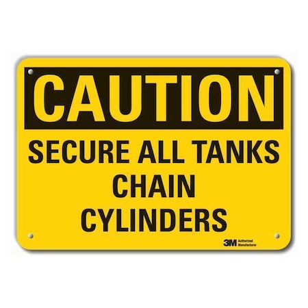 Reflective Cylinder Handling Caution Sign, 7 in H, 10 in W, Vertical Rectangle, LCU3-0342-RA_10x7