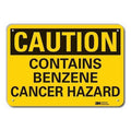 Reflective Benzene Caution Sign, 7 in H, 10 in W, Vertical Rectangle, English, LCU3-0327-RA_10x7