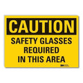 Caution Sign, 7 in H, Vinyl, Safety Glasses, LCU3-0359-RD_10x7