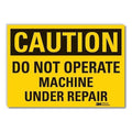 Caution Sign, 3-1/2 in. H, Vinyl, 3 1/2 in Height, 5 in Width, Reflective Sheeting, English