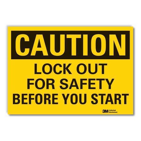 Caution Sign, 3 1/2 in Height, 5 in Width, Reflective Sheeting, Horizontal Rectangle, English