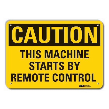 Reflective Machine & Operation Caution Sign, 7 in Height, 10 in Width, Aluminum, English