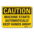 Caution Sign, 10 in Height, 14 in Width, Plastic, Horizontal Rectangle, English