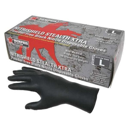 NitriShield 6062, Disposable Gloves, 6 mil Palm, Nitrile, Powder-Free, L (9), 100 PK