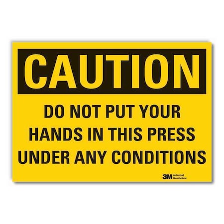 Caution Sign, 3 1/2 in Height, 5 in Width, Reflective Sheeting, Horizontal Rectangle, English