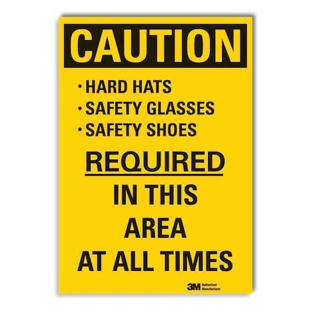 Caution Sign, 5 in Height, 3 1/2 in Width, Reflective Sheeting, Vertical Rectangle, English