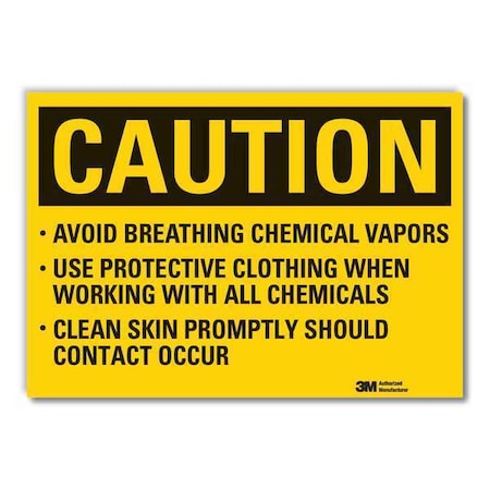Caution Sign, 3 1/2 in H, 5 in W, Horizontal Rectangle, English, LCU3-0490-RD_5x3.5