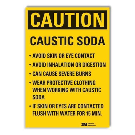 Caution Sign, 5 in Height, 3 1/2 in Width, Reflective Sheeting, Vertical Rectangle, English