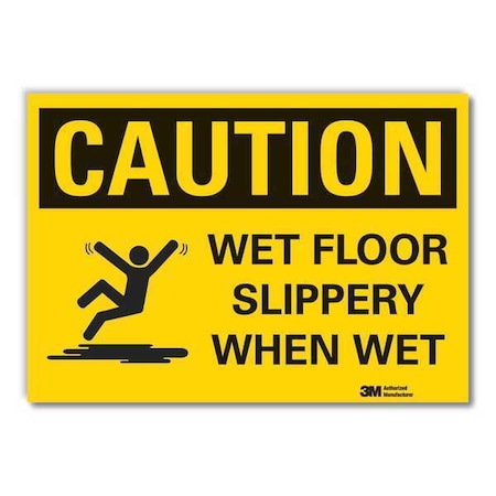 Caution Sign, 3-1/2 in. H, Vinyl, 3 1/2 in Height, 5 in Width, Reflective Sheeting, English