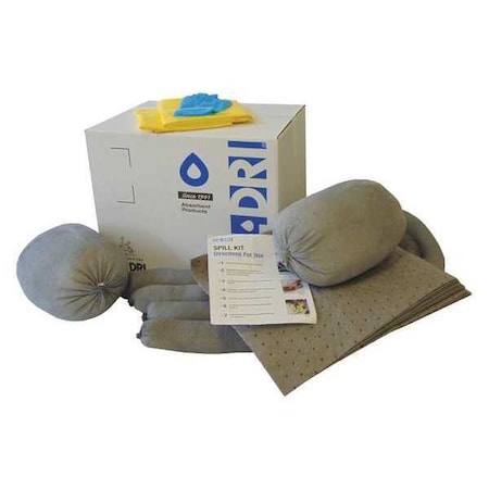 Spill Kit, 14 gal Volume Absorbed per Kit, 15 gal Capacity, Box, Gray