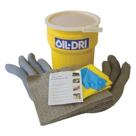 Spill Kit, 12 gal Volume Absorbed per Kit, 10 gal Capacity, Lab Pack, Gray