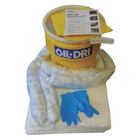 Spill Kit, 10 gal Volume Absorbed per Kit, 10 gal Capacity, Lab Pack, White