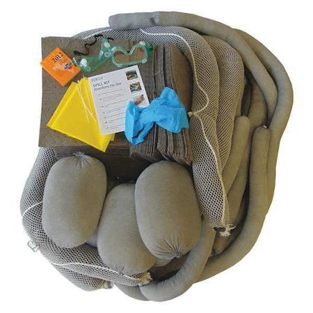 Spill Kit Refill, 94 gal Volume Absorbed per Kit, 95 gal Capacity, Box, Gray
