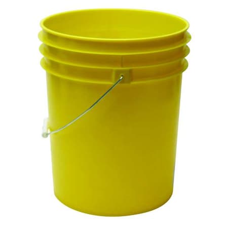 5 gal Open Head Pail, 12-3/8 in Dia, 14-3/4 in H, Yellow, HDPE