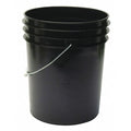 5 gal Open Head Pail, 12-3/8 in Dia, 14-3/4 in H, Black, HDPE