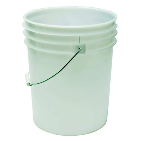 5 gal Open Head Round Pail, White, HDPE, 90 mil