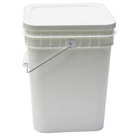 Pail, 4.0 gal., Open Head, White, W/Lid