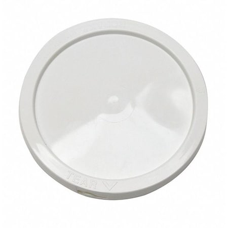 Plastic Pail Lid, White, Tear tab, 1-1/6" H