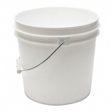 2 gal Open Head Pail, Plastic, White, 9-3/8 in Dia, 9-1/2 in H