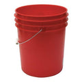 5 gal Open Head Pail, 12-3/8 in Dia, 14-3/4 in H, Red, HDPE
