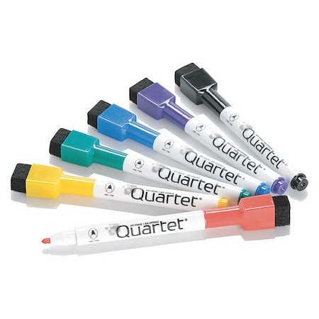 Dry Erase Marker, Fine Tip, Assorted Colors, PK6 Low Odor