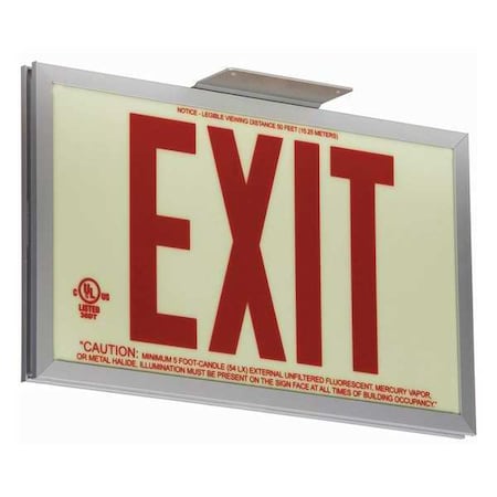Exit Sign, 7 1/2 in x 13 in, Plastic, GRAN11411
