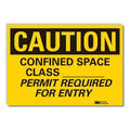 Caution Sign, 5 in H, Vinyl, Confined Space, LCU3-0441-RD_7x5