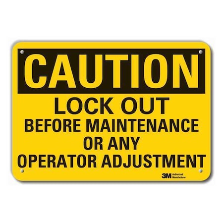 Caution Sign, 10 in Height, 14 in Width, Plastic, Horizontal Rectangle, English