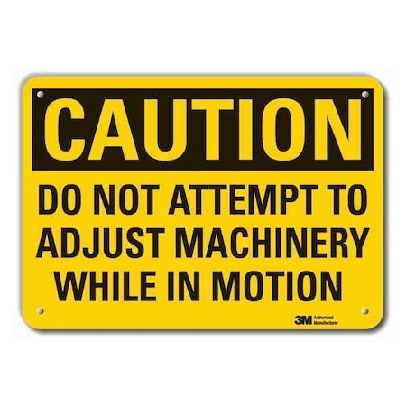 Caution Sign, 10 in Height, 14 in Width, Plastic, Horizontal Rectangle, English