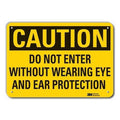 Reflective Eye & Ear Caution Sign, 7 in Height, 10 in Width, Aluminum, Vertical Rectangle