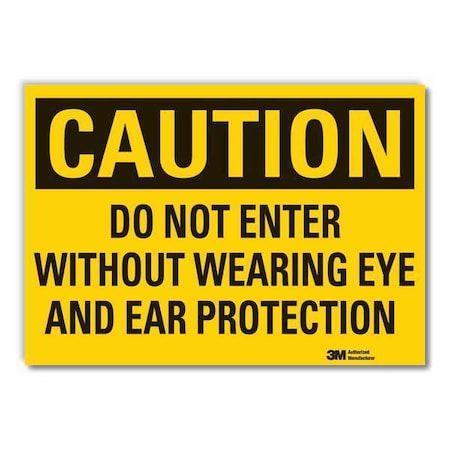 Caution Sign, 10 in Height, 14 in Width, Reflective Sheeting, Horizontal Rectangle, English