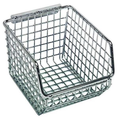Hang & Stack Storage Bin, Wire, Chrome, 3 in H, 4 1/4 in W, 5 1/4 in L