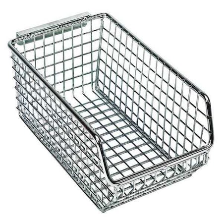 Hang & Stack Storage Bin, Wire, Chrome, 3 in H, 4 1/4 in W, 7 1/4 in L