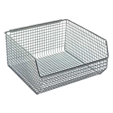 Hang & Stack Storage Bin, Wire, Chrome, 5 in H, 11 in W, 10 3/4 in L