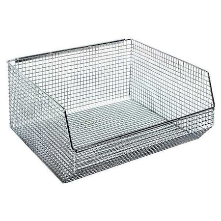 Hang & Stack Storage Bin, Wire, Chrome, 7 in H, 16 1/4 in W, 14 1/2 in L
