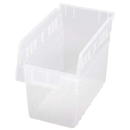 Shelf Storage Bin, Polypropylene, Clear, 8 in H, 6 5/8 in W, 11 5/8 in L