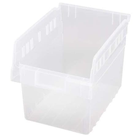 Shelf Storage Bin, Polypropylene, Clear, 8 in H, 8 3/8 in W, 11 5/8 in L